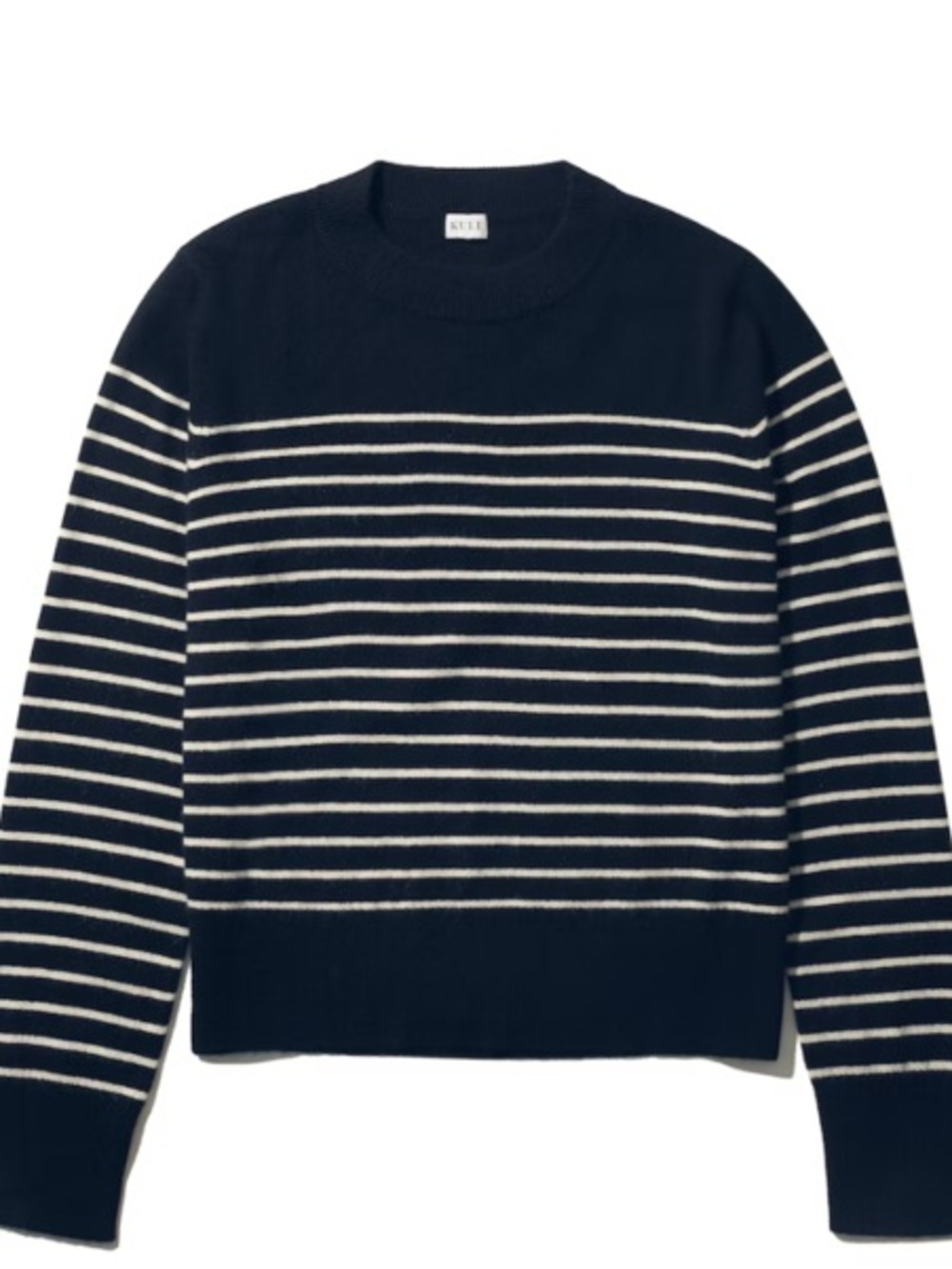 Kule Betty Striped Cashmere Crewneck Sweater Black/Cream Medium